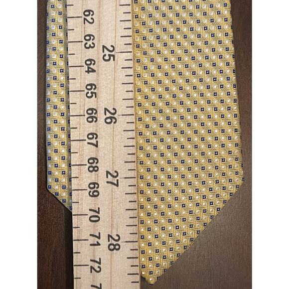Beau Brummel Gold Blue Hand Made 100% Silk Men’s Neck Tie Made In China - Picture 5 of 9